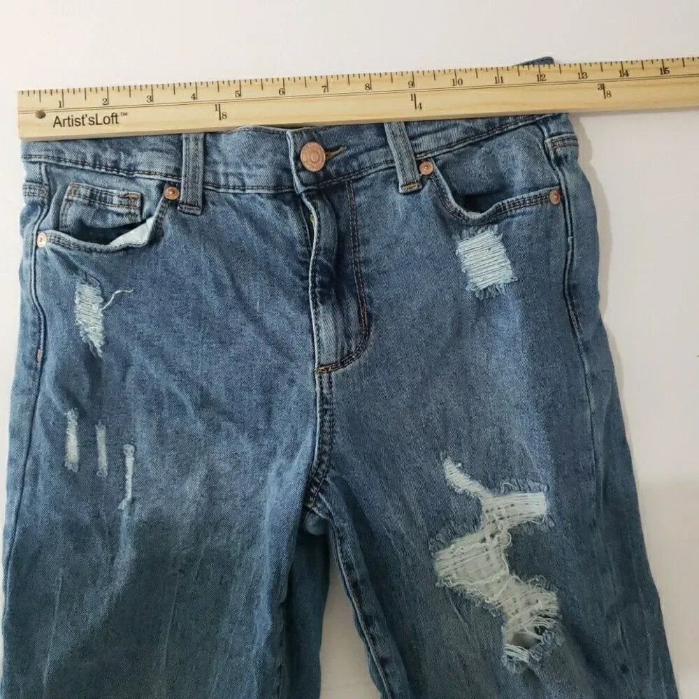 Girls Youth Blue Jeans Distressed Ripped Frayed Jordache Skinny Size 12 25/23